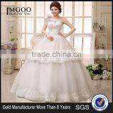 Wholesale Flowers High Low Lace Layer Sweet Wedding Dress Tie Back Drilling Single Shoulder Wedding Dress thumbnail-1