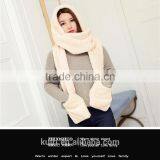 2016 Hot Fashion New Women Winter Warm Soft Plush Faux Fur Hooded Cap Hat Scarves Hood Pocket Gloves Scarf 4 Color thumbnail-5
