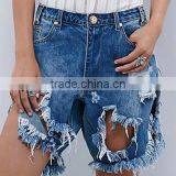 Runwaylover4987 Europe Style New Design Ripped Long Denim Shorts thumbnail-1