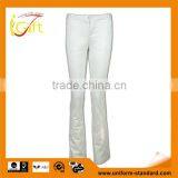 98%cotton 2%spandex Ladies White Color Bottom Flared Trousers thumbnail-1