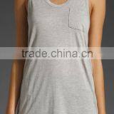 100% Rayon Classic Pocket Grey Tank thumbnail-2