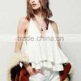 2016 Guangzhou Shandao Manufacture High Fashion Summer Sexy Spaghetti Strap Loose White Chiffon New Style Top For Girls thumbnail-2