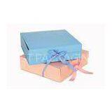 Hot Stamping Small Blue Folding Magnetic Closure Gift Box For Candy , Tea