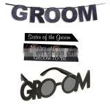 bachelorette Party supplies groom to be sash glitter banner and groom glasses kit