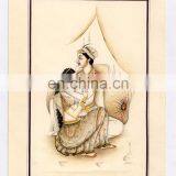 Erotic Scene Indian Hand Painted Water Colot Paper Mughal Harem Painting Wall Decor thumbnail-1