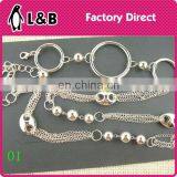 Wholesale Custom Made Metal Fashion Plate Belt Lady Decoration Metal Silver Waist Chain