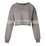OEM Custom Logo 2020 Under Boob Raw Edge Womens Lantern Long Sleeve Blouse Pullover Crop Top thumbnail-5