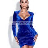 LAITE D2198 New Arrivals Autumn&winter Fashion Solid Color Velvet Casual Dresses Women Bodycon Sexy Dresses thumbnail-2
