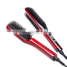 Private label wholesales hair straightener brush LCD display Ionic Electric hair comb