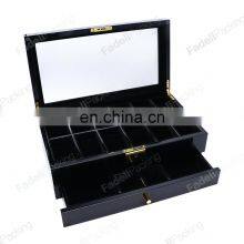 Black Lacquer Custom Double Layer Watch Storage Box Wooden Watch Organizer Box With Lock thumbnail-3