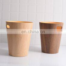 Bamboo wood trash can wooden waste bin opening top trash can