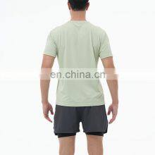 Solid Blank New Fitness Breathable Plaid Jogging Gym Loose Fit T-Shirt Plus Size Workout Training Short Sleeve Shirts For Men thumbnail-4