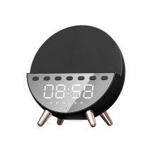 High Quality Alarm Clock Bluetooth Speaker With LED Display Wireless Charger for Mobile Phone Portable on Table Wireless Speaker thumbnail-4