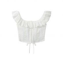 Female French-style Hot Girl Girlie Girl With Sweet and Fresh Style, Strapless, Form-fitting, Lace-edged, Frilled Blouse thumbnail-1