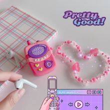 2024 Pink Walkie Talkie Design Earphone Case for Airpods Pro 1 2 3 Cartoon Cute Silicone Protective Cover With Plush Pendant thumbnail-5
