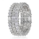 Three Sterling Silver Jewelry and Cubic Zirconia Stacking All-Around Wedding Bands thumbnail-3