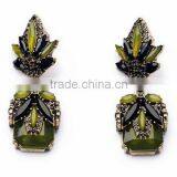 European Style Rhinestone Crystal Fashion New Brand Design Romantic Vintage Leaf Elegant Green Drop Earrings Women Jewelry thumbnail-1