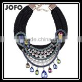 New Arrival Handmade Leather Chain Choker Indian Colorful Gems Pendant Collar Necklace