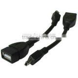 Black Mini 5pin USB to USB AM OTG Adapter Cable, Length: 12cm thumbnail-2