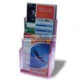 Wall-mounted acrylic magazine rack, plexiglass brochure display stand, lucite catalogue shelf