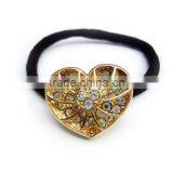 Double Layer Style Hollow Design Heart Hair Tie With Charming Stones thumbnail-2