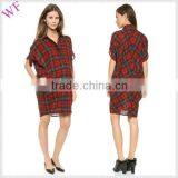 Traditional ao dai vietnam dress casual plaid shirt dress