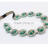 Trending Lady Jewelry Fancy Leather Chain Green Crystal Necklace thumbnail-4