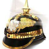 German Pickelhaube Leather Helmet With Brass Strip/ German Helmet/ Lether Helmet thumbnail-1