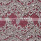 Narrow Short Full Beaded Ivory Corded French Lace Trim thumbnail-1