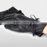 Fashion Lady Sheep Black Gloves Leather