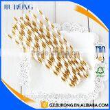 New Design Glossy Golden Stripe Paper Straws