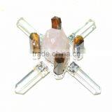 Rough Rose Cone Tiger Eye Crystal 8-Point Energy Generator