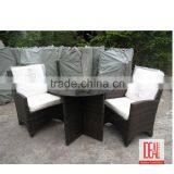 Rattan Garden Furniture Glass Top Dining Furniture Table and Chair Cane Dining Chair thumbnail-4