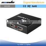 1080P 3D 1.3V 2 Ports wireless HDMI Splitter to coaxial Distribution Amplifier 1x2 1 input outputs