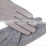 Fashion Dresses Ladies Leather Knit Blend Glove Grey With Metal Button thumbnail-4
