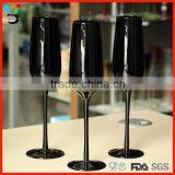 Solid Color Long Stem Hand Made Black Champagne Flute