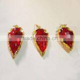 Wholesale Arrowhead Pendants : Red Color Glass Electroplated Arrowhead Pendants thumbnail-2
