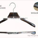 The HEAD Square Top Basic Antique Walnut Wooden Jacket/coat Hanger With Anti Slip Shoulder Insert, 16" or 18" for Display thumbnail-1