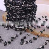 Rosary Chain Black Agate Chips Bead Free Form Chains Silver Plated Chain thumbnail-5