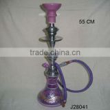 purple Coloured Glass and metal Hookah with metal and ceramic parts