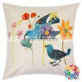 Floral Bird Sunset Print Throw Pillow Cover Many Colors Square Linen Pillow Cover thumbnail-6