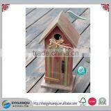 Cute Decorated and Colorful Wooden Bird Cage Hanging Wooden Bird House thumbnail-1