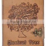 Handmade Vintage Embossed Musical Tree Leather Diary With Clasp thumbnail-1