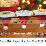 3 Part Santa Hat Shaped Serving Dish With Holder thumbnail-1