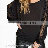 Hot Sale Autumn Ladies' Summer Fashion Loose T-shirt Women Sexy Blusas Lace Splice Patchwork Batwing Long Sleeve Tops Tee thumbnail-1