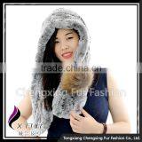 CX-C-242B Women Fashion Fur Hooded Scarf Winter Fur Hats And Scarves thumbnail-4
