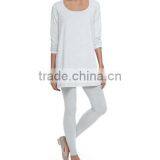 Scoop Neckline Longline Women's Tees/Hem Falls to Upper Thigh Loose Fit t Shirt for Ladies thumbnail-1