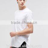 Wholesale Men 100% Coton Super Longline Stepped Hem Plain White T-shirt in Bulk thumbnail-1