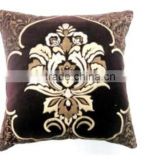 Damask Pattern Velvet with All Over Embroidery Cushion Cover