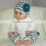 Newborn Toddlers Winter Clothes Floral Pattern Knitted Hats With Leg Warmer Outfits For Baby thumbnail-1
